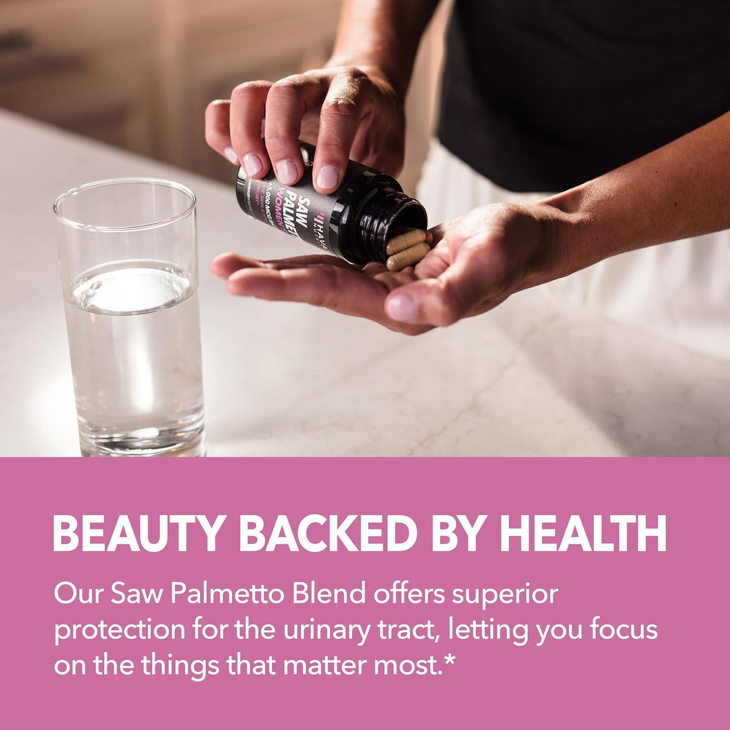 Saw Palmetto for Women with Biotin 5000mcg - DHT Blocker for Hair, Skin, Nail Health - Vegan, Non-GMO - 120 Count - 2 Month Supply