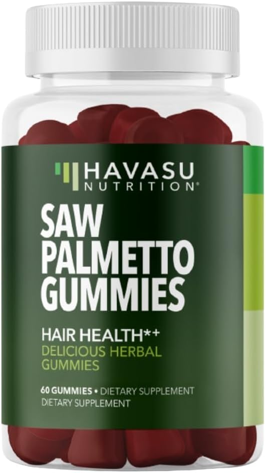Saw Palmetto Gummies for Men - DHT Blocker for Hair & Scalp Health - 60 Count - Raspberry Flavor - Vegan & Non-GMO - 1 Month Supply
