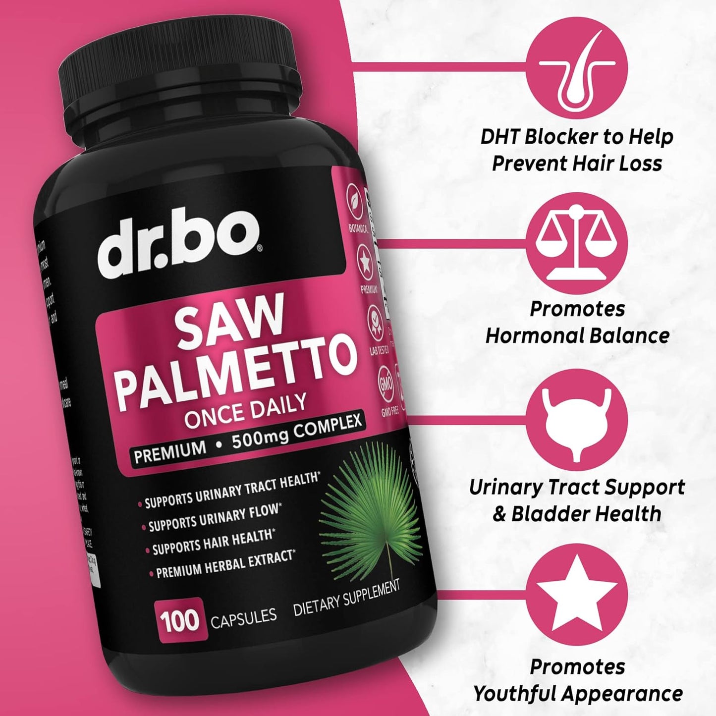 Saw Palmetto Hair Loss Supplement for Women - DHT Blocker & Bladder Control Complex - Natural Hair Growth Support & Urination Aid