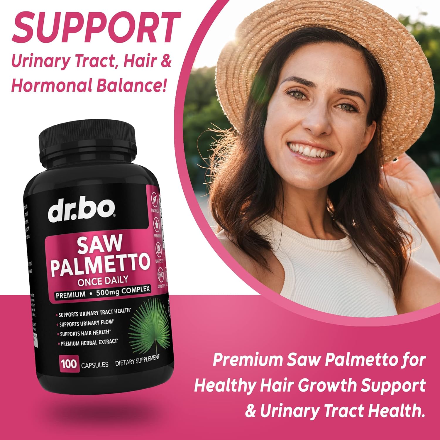 Saw Palmetto Hair Loss Supplement for Women - DHT Blocker & Bladder Control Complex - Natural Hair Growth Support & Urination Aid