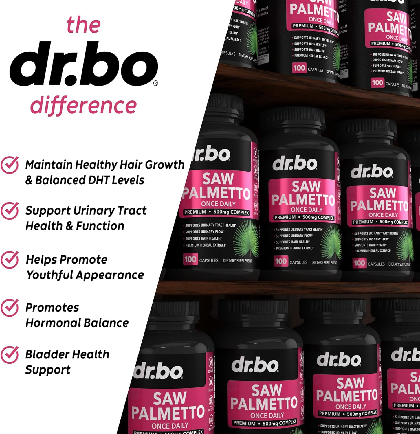 Saw Palmetto Hair Loss Supplement for Women - DHT Blocker & Bladder Control Complex - Natural Hair Growth Support & Urination Aid