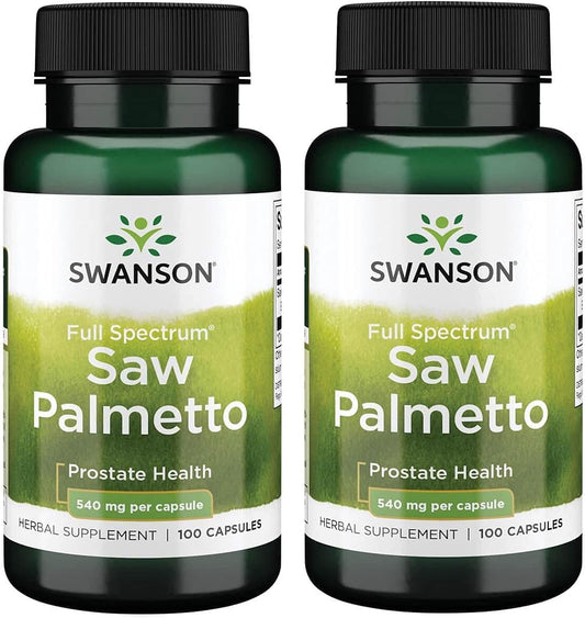 Saw Palmetto Herbal Supplement for Men's Prostate & Urinary Health - Natural Hair Support - 540 mg 100 Capsules (2 Pack)