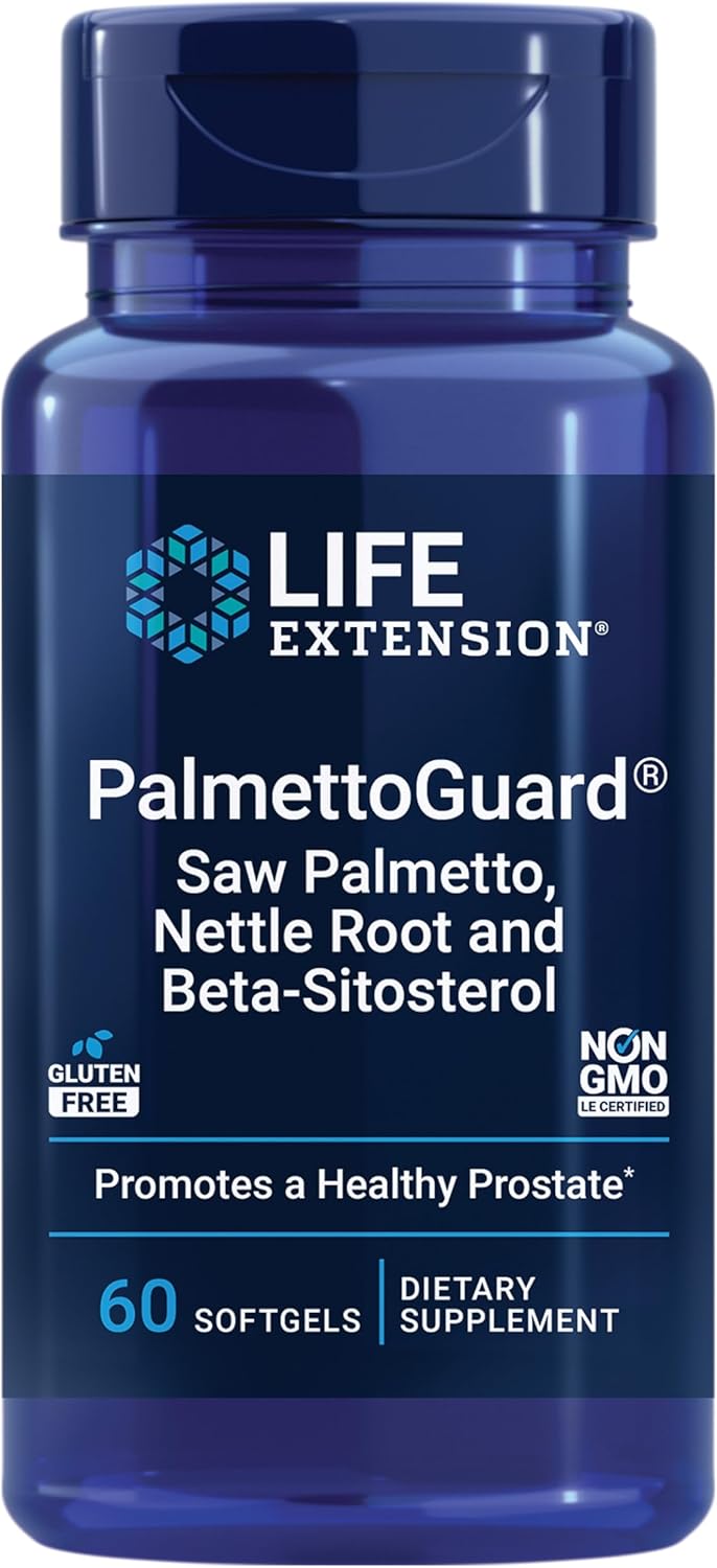 Saw Palmetto, Nettle Root & Beta-Sitosterol Softgels for Men, Supports Prostate & Hormone Health, 160mg Saw Palmetto, Gluten-Free, Non-GMO - 60ct