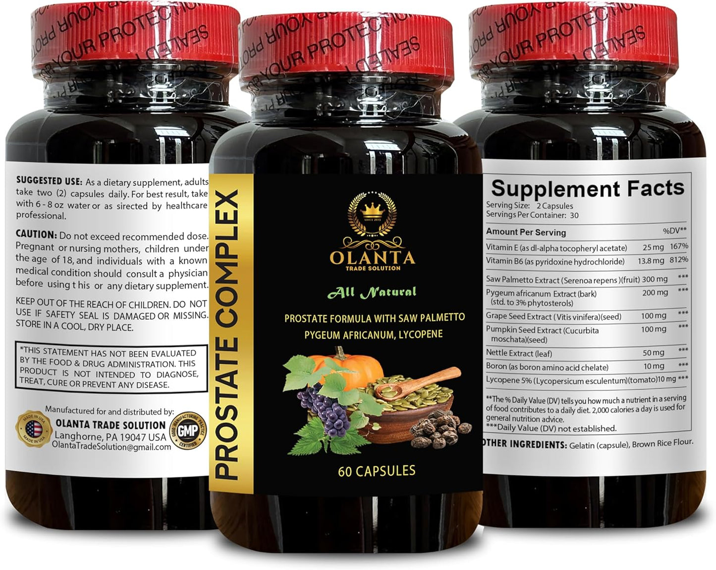 Saw Palmetto Prostate Complex Supplement for Men Over 50 - Nutritional Support and Wellness Formula - 1 Bottle