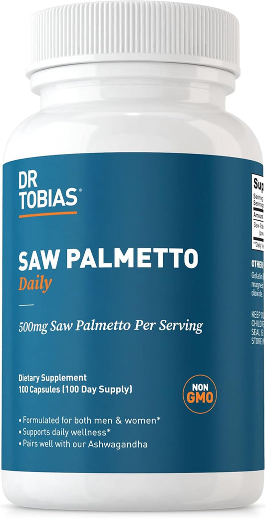 Saw Palmetto Supplement for Urinary Health, Hormonal Balance, Prostate & Hair Vitality - 500mg, 100 Capsules, Men & Women