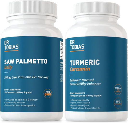 Saw Palmetto & Turmeric Curcumin Supplement for Immune Health, Joint Support, and Hormonal Balance, Non-GMO Formula for Men and Women