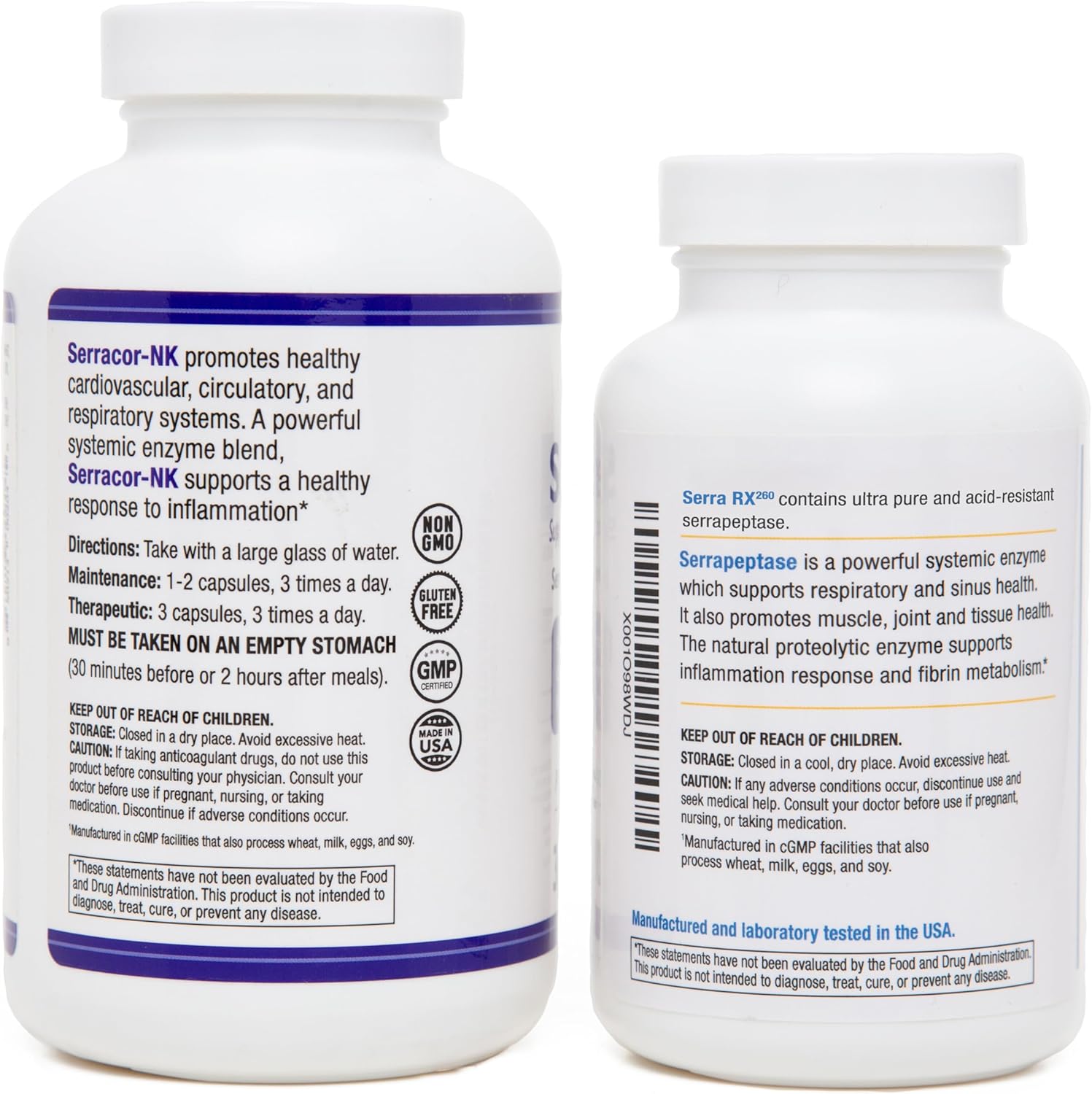 Scar Tissue Bundle - Biomedic Labs Serracor-NK & Serra-RX 260,000 SU Enzymes - Respiratory & Lung Support - 420 Capsules