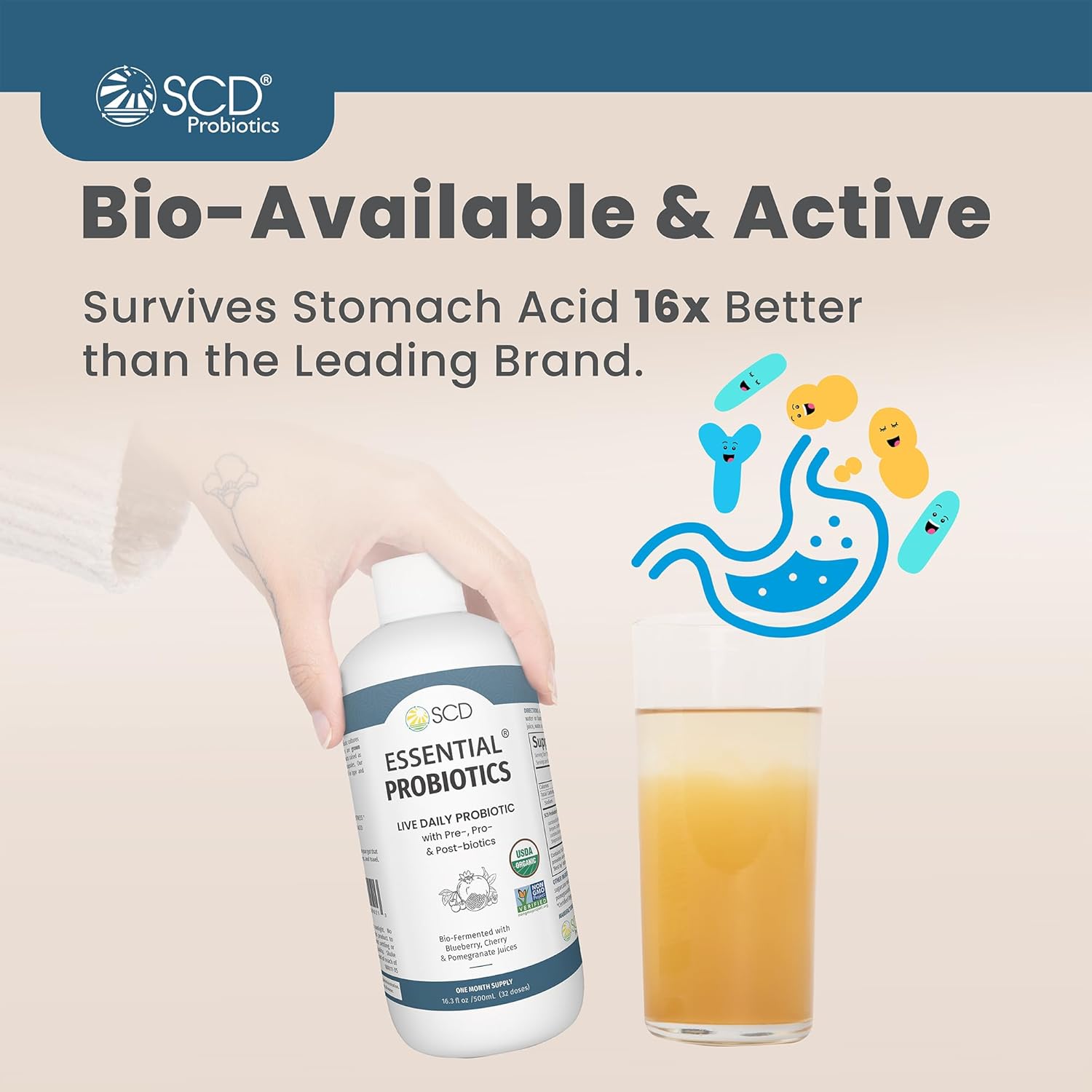 SCD Probiotics Essential Probiotics Liquid Supplement for Digestion, Immunity, Travel - Trial Size 3 fl oz