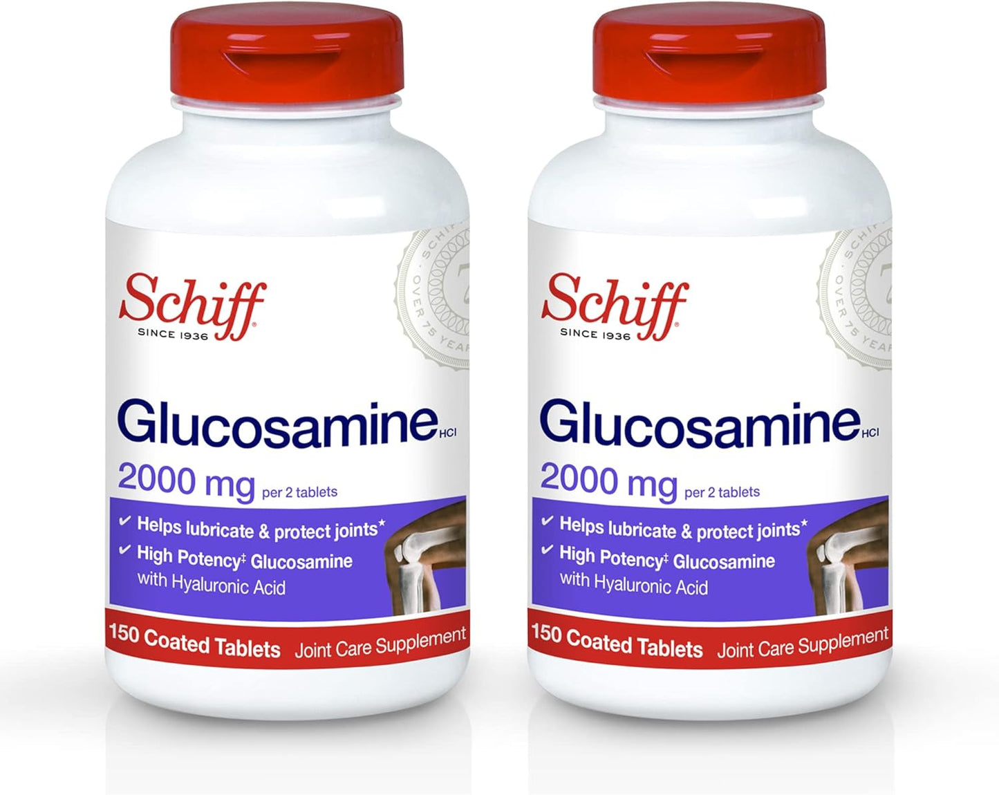 Schiff Glucosamine with Hyaluronic Acid 2000mg - Joint Supplement 300 Tablets (2 Pack)