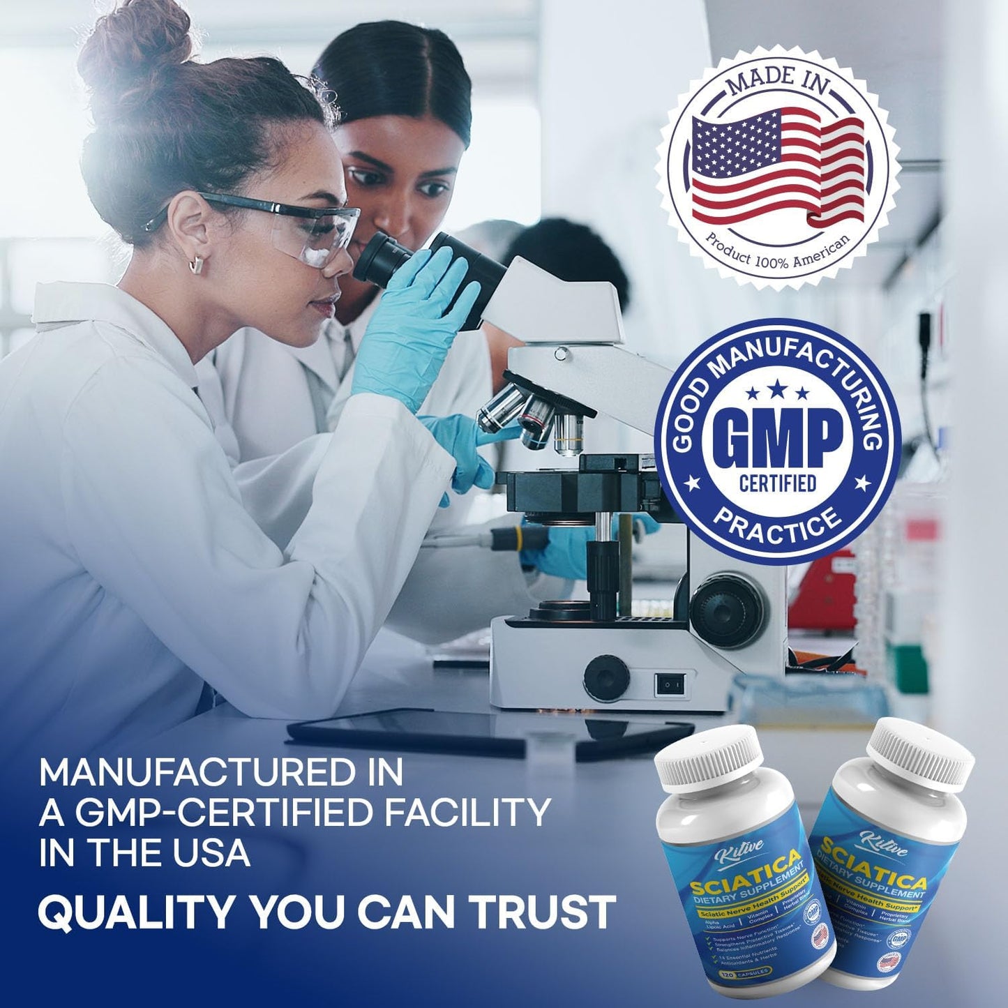 Sciatic Nerve Relief Supplement with Alpha Lipoic Acid & Vitamin Complex - 120 Capsules, Made in USA