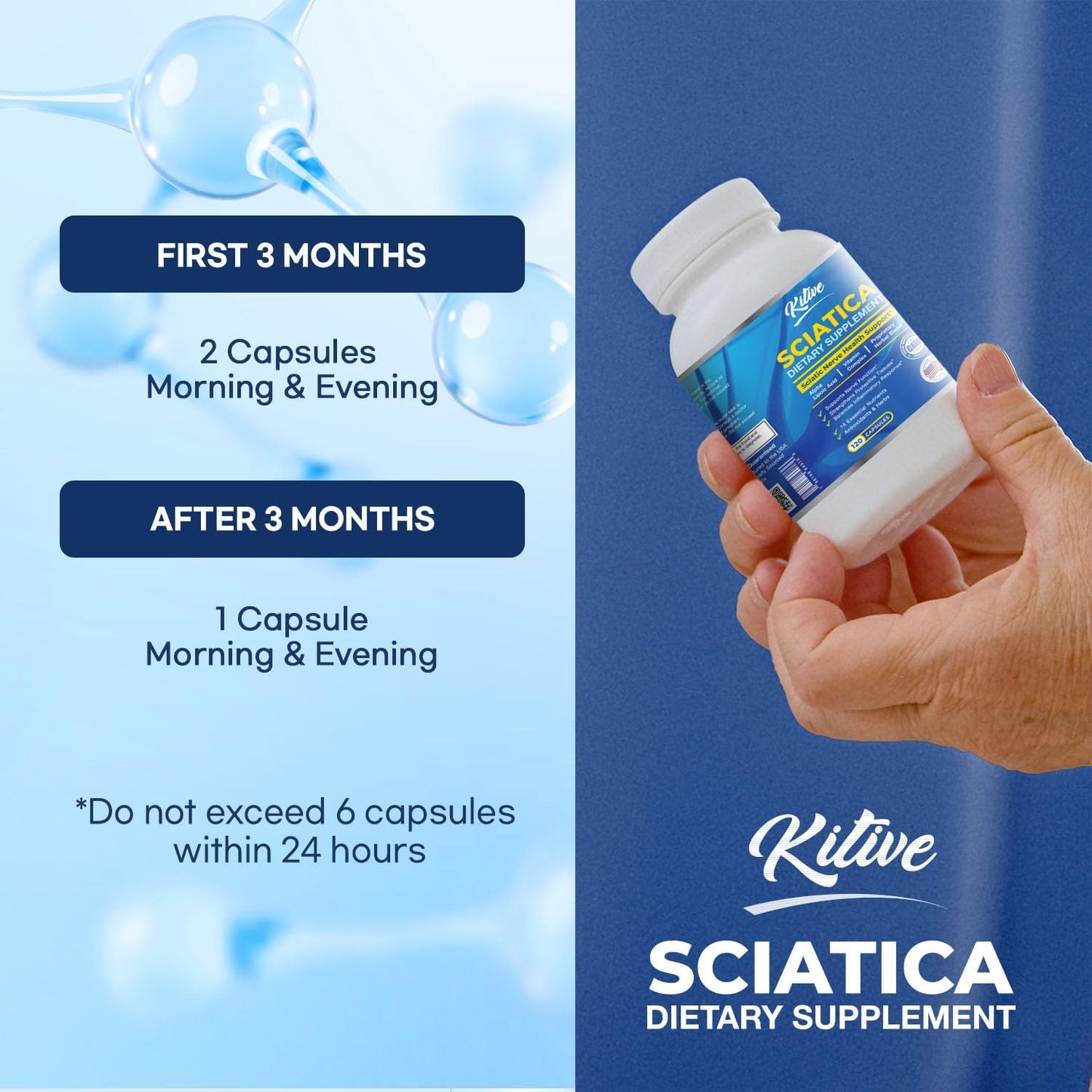 Sciatic Nerve Relief Supplement with Alpha Lipoic Acid & Vitamin Complex - 120 Capsules, Made in USA