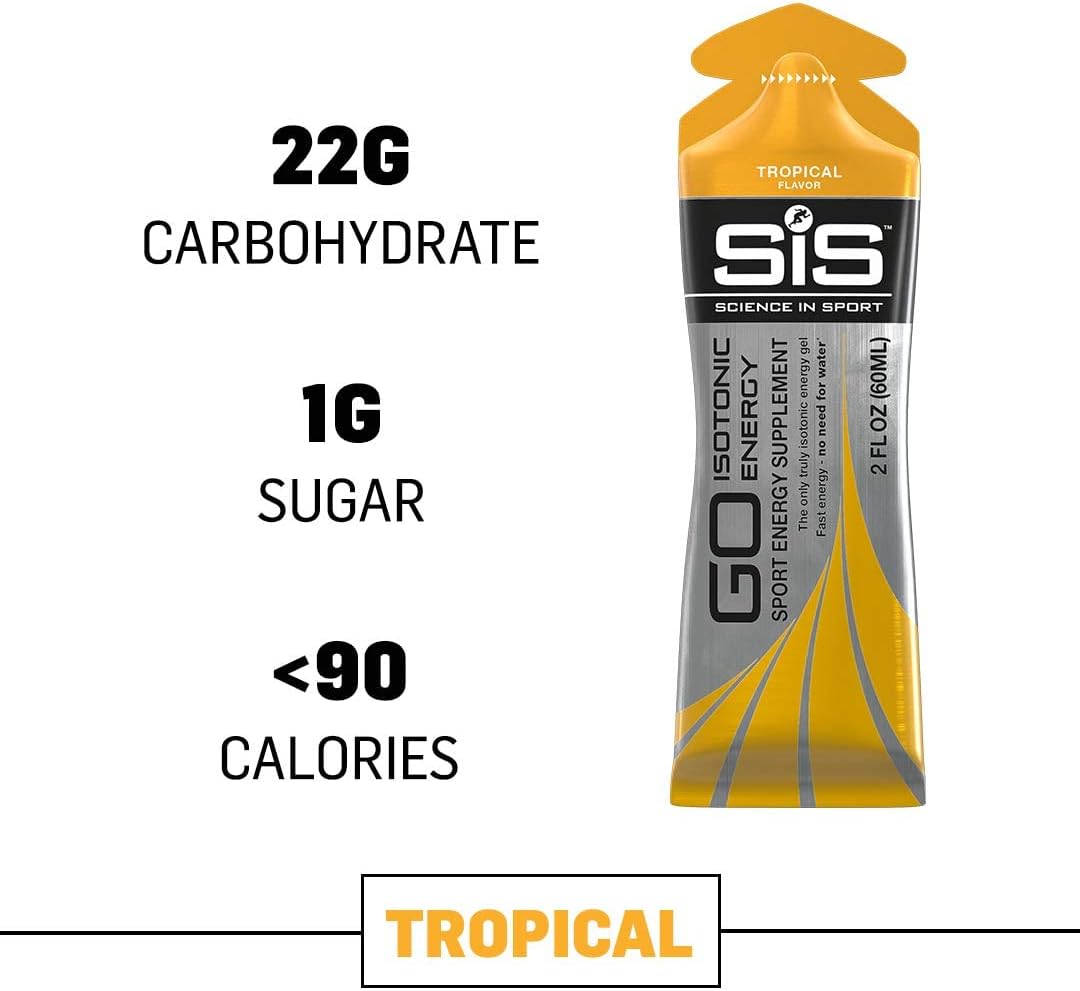 Science in Sport Isotonic Energy Gel Pack - Tropical Flavor, 22g Carbs, Performance & Endurance Gels, Fast-Acting Formula - 2 Fl Oz (Pack of 6)