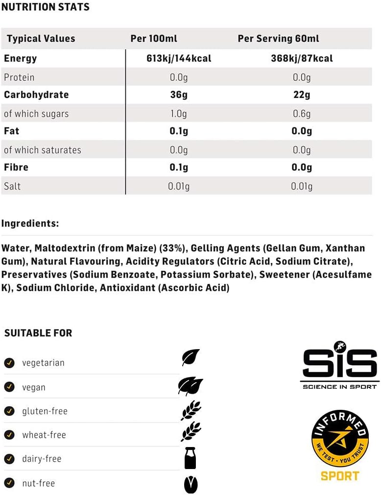 Science in Sport Isotonic Energy Gel Pack - Tropical Flavor, 22g Carbs, Performance & Endurance Gels, Fast-Acting Formula - 2 Fl Oz (Pack of 6)