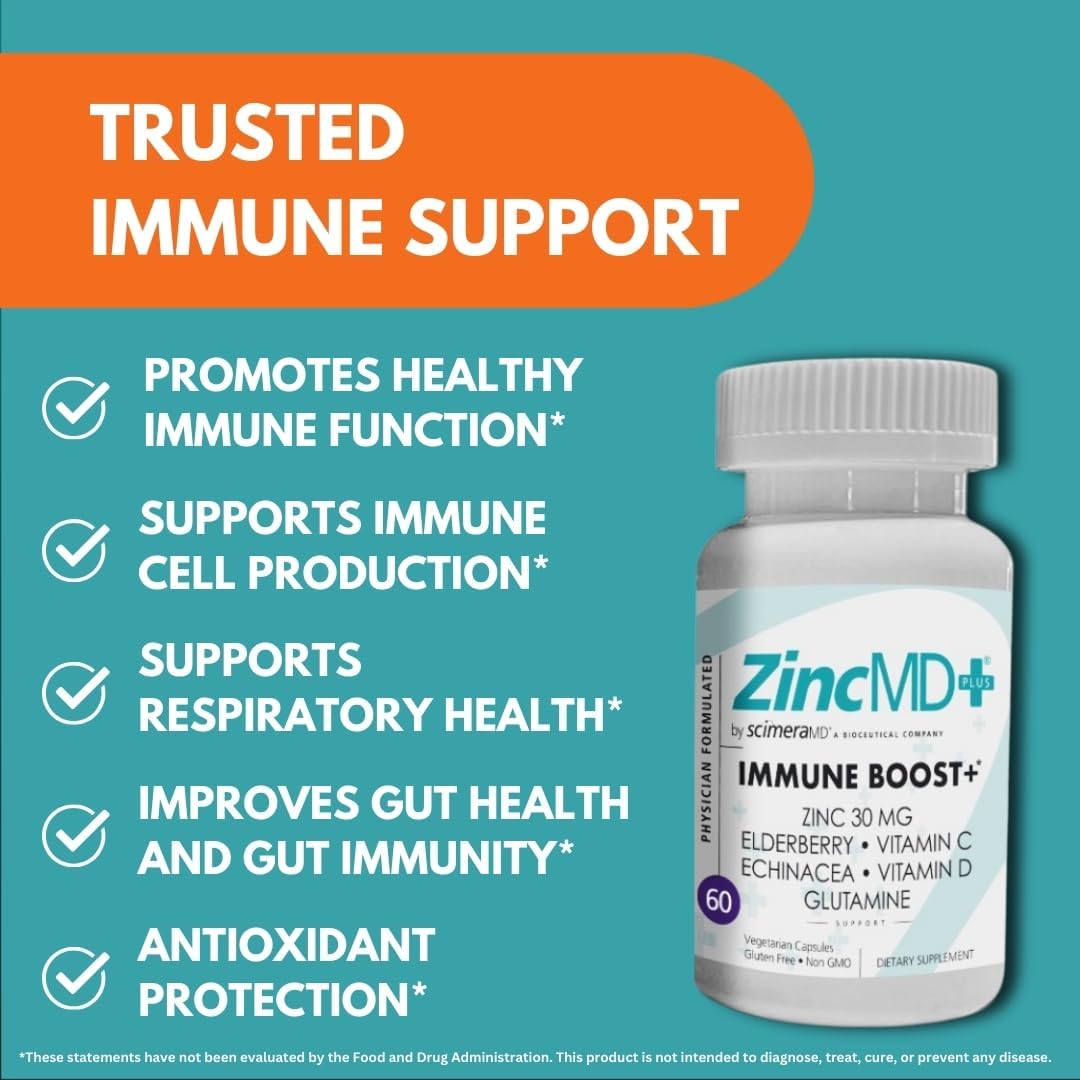 Scimera Bioscience Immune Support Supplement with Zinc, Elderberry, Vitamin C, D, Echinacea - 60 CT