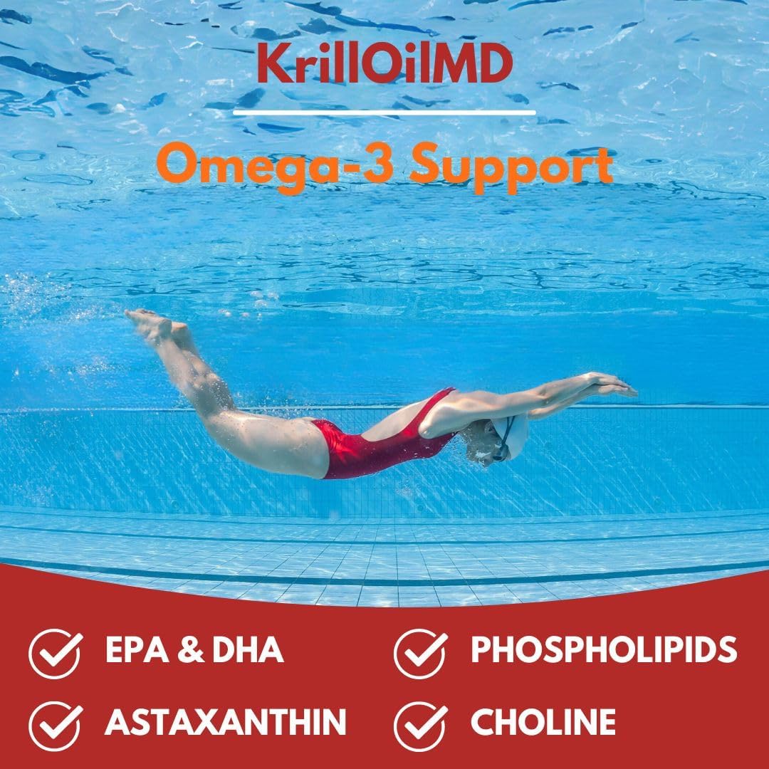 Scimera Bioscience KrillOilMD Antarctic Krill Oil Omega 3 DHA EPA Supplement with Astaxanthin - Heart, Brain, Joint Support - 30 CT