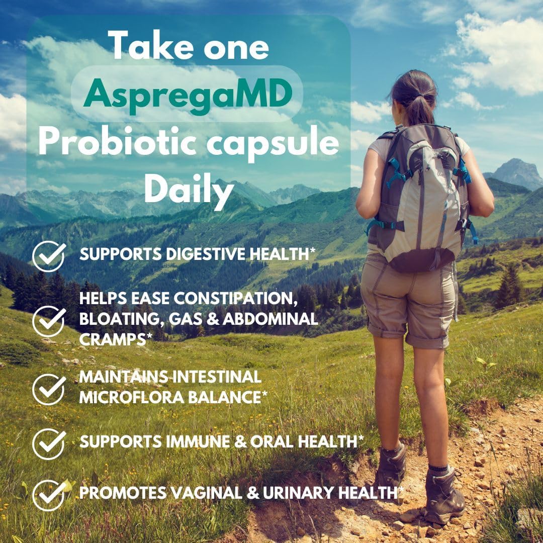 Scimera Bioscience ScimeraMD® Asprega Probiotic + Prebiotic Supplement - 35 Billion CFUs for Digestive Health and Immune Support - 30 CT