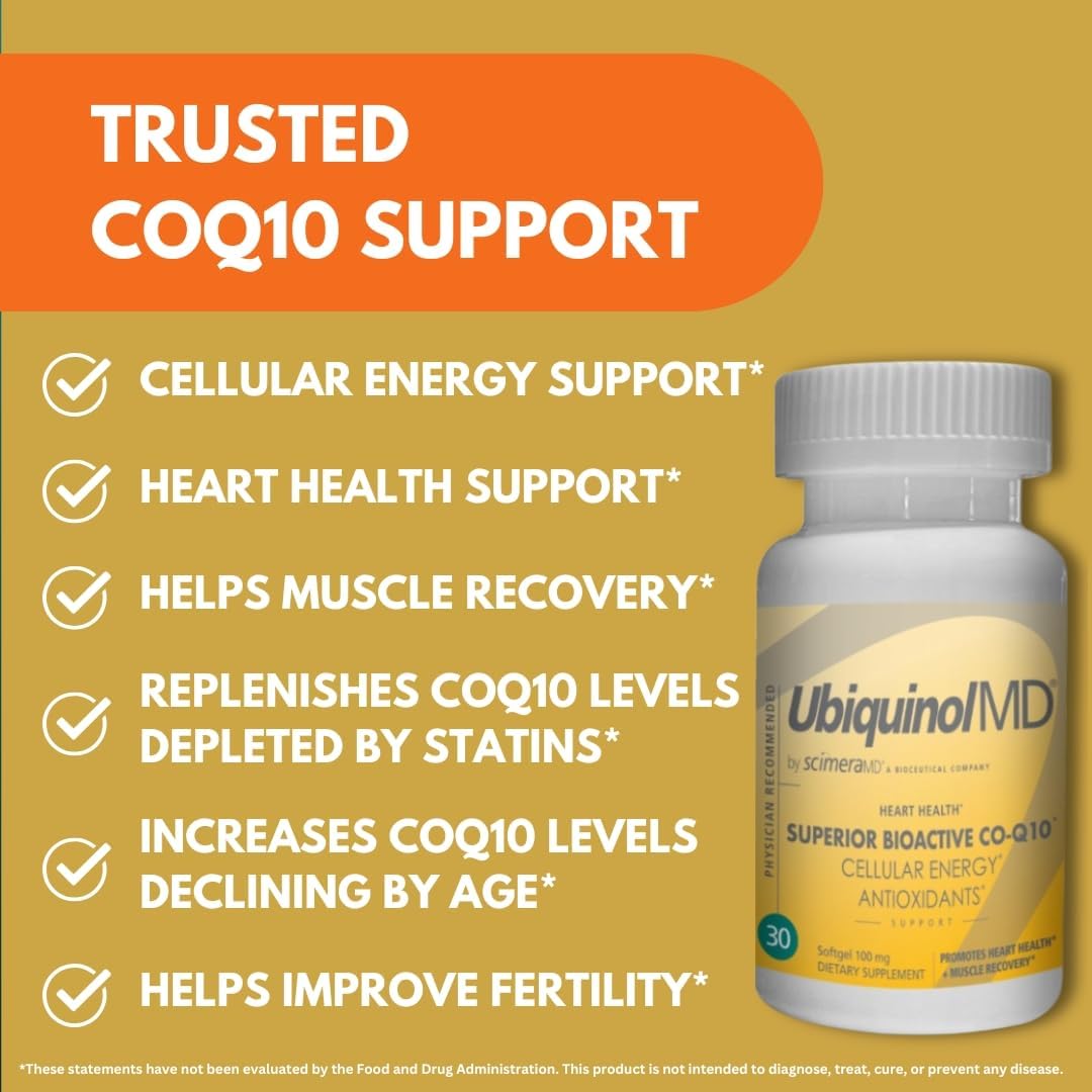 Scimera Bioscience ScimeraMD® Ubiquinol CoQ10 Kaneka QH Antioxidant Supplement 30 CT - Heart Health & Energy