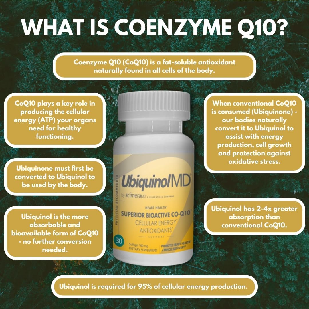 Scimera Bioscience ScimeraMD® Ubiquinol CoQ10 Kaneka QH Antioxidant Supplement 30 CT - Heart Health & Energy