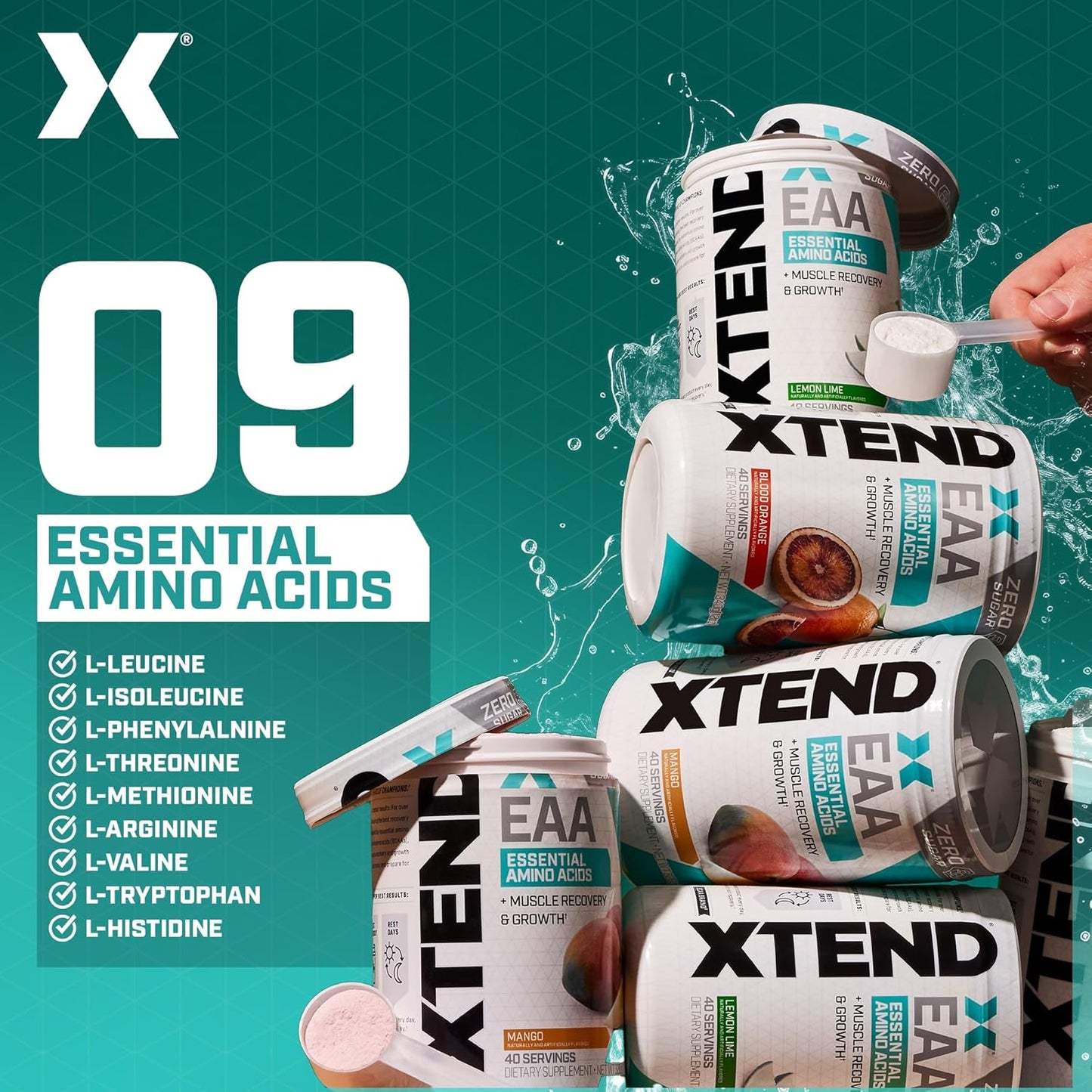 Scivation XTEND EAA + BCAA Powder for Muscle Recovery & Growth, Mango Flavor - 40 Servings