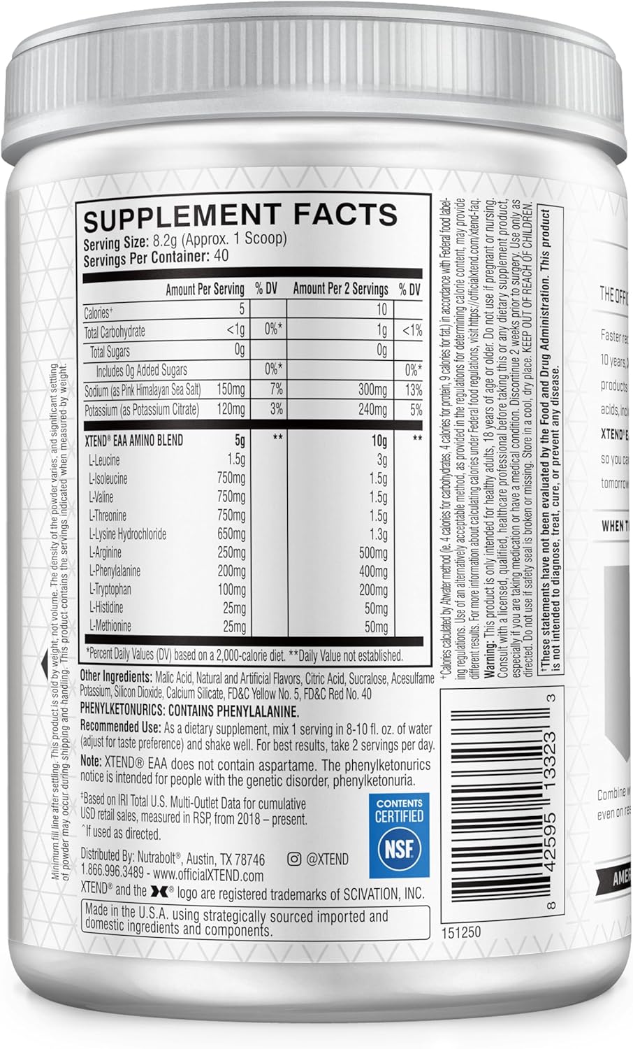 Scivation XTEND EAA + BCAA Powder for Muscle Recovery & Growth, Mango Flavor - 40 Servings