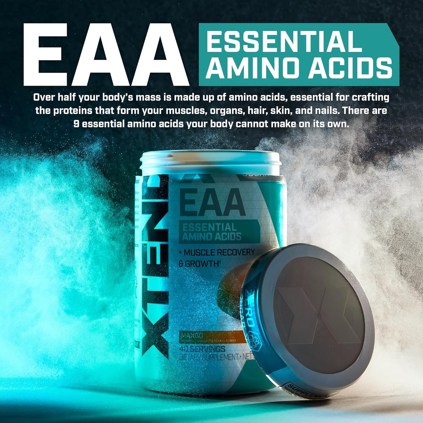 Scivation XTEND EAA + BCAA Powder for Muscle Recovery & Growth, Mango Flavor - 40 Servings