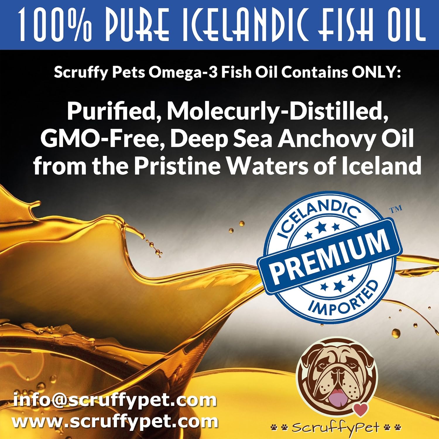 ScruffyPet Omega-3 Fish Oil Softgels for Dogs with Vitamin E - Highest EPA & DHA Content, 1000mg, 180ct