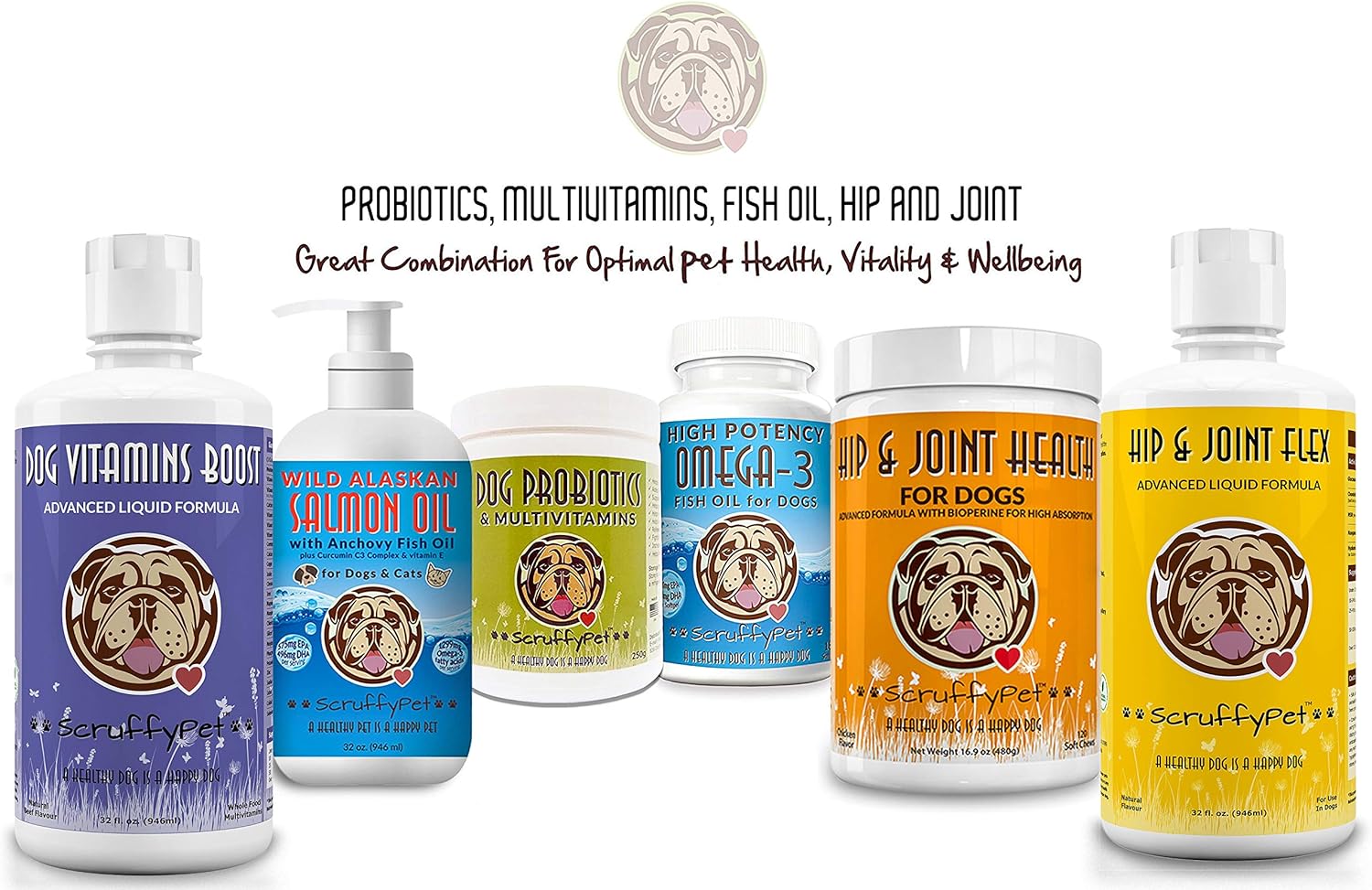 ScruffyPet Omega-3 Fish Oil Softgels for Dogs with Vitamin E - Highest EPA & DHA Content, 1000mg, 180ct