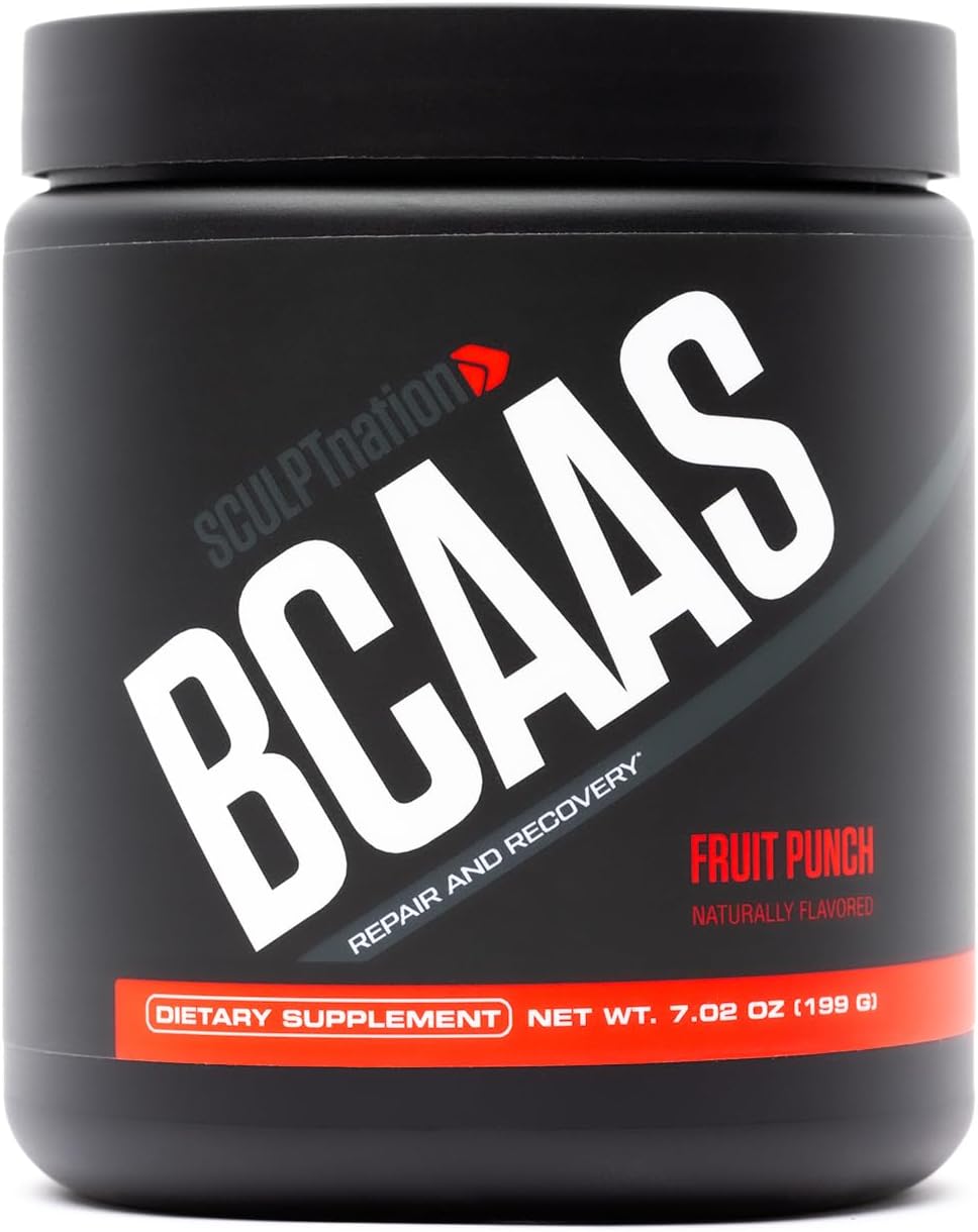 Sculpt Nation by V Shred BCAA Powder - Fruit Punch Flavored Recovery & Endurance Amino Acids Blend, 30 Servings