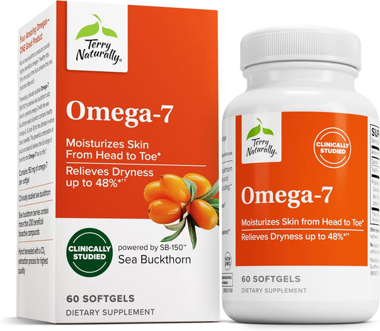 Sea Buckthorn Supplement with Omega-7 for Skin Moisturization - 60 Softgels, Non-GMO & Gluten Free - 60 Servings