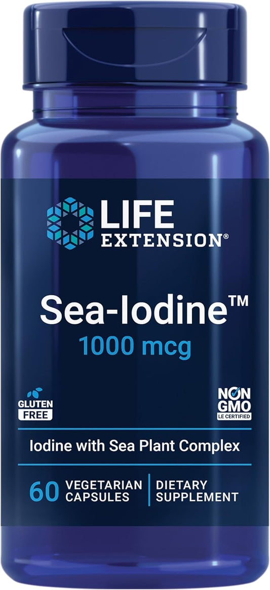Sea-Iodine™ Supplement for Thyroid Health & Beyond - Non-GMO, Gluten-Free, Vegetarian Capsules (60 Count)