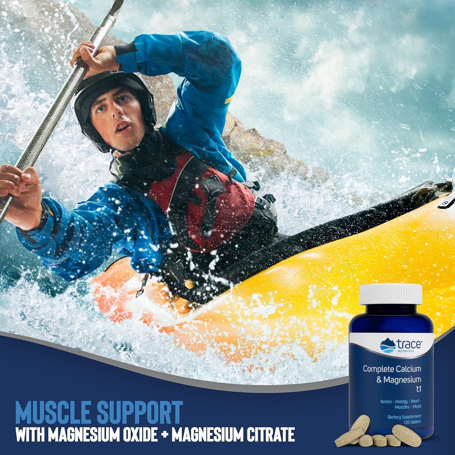 Sea Mineral Formula: Complete Calcium & Magnesium Supplement for Bone & Immune Health - 120 Tablets