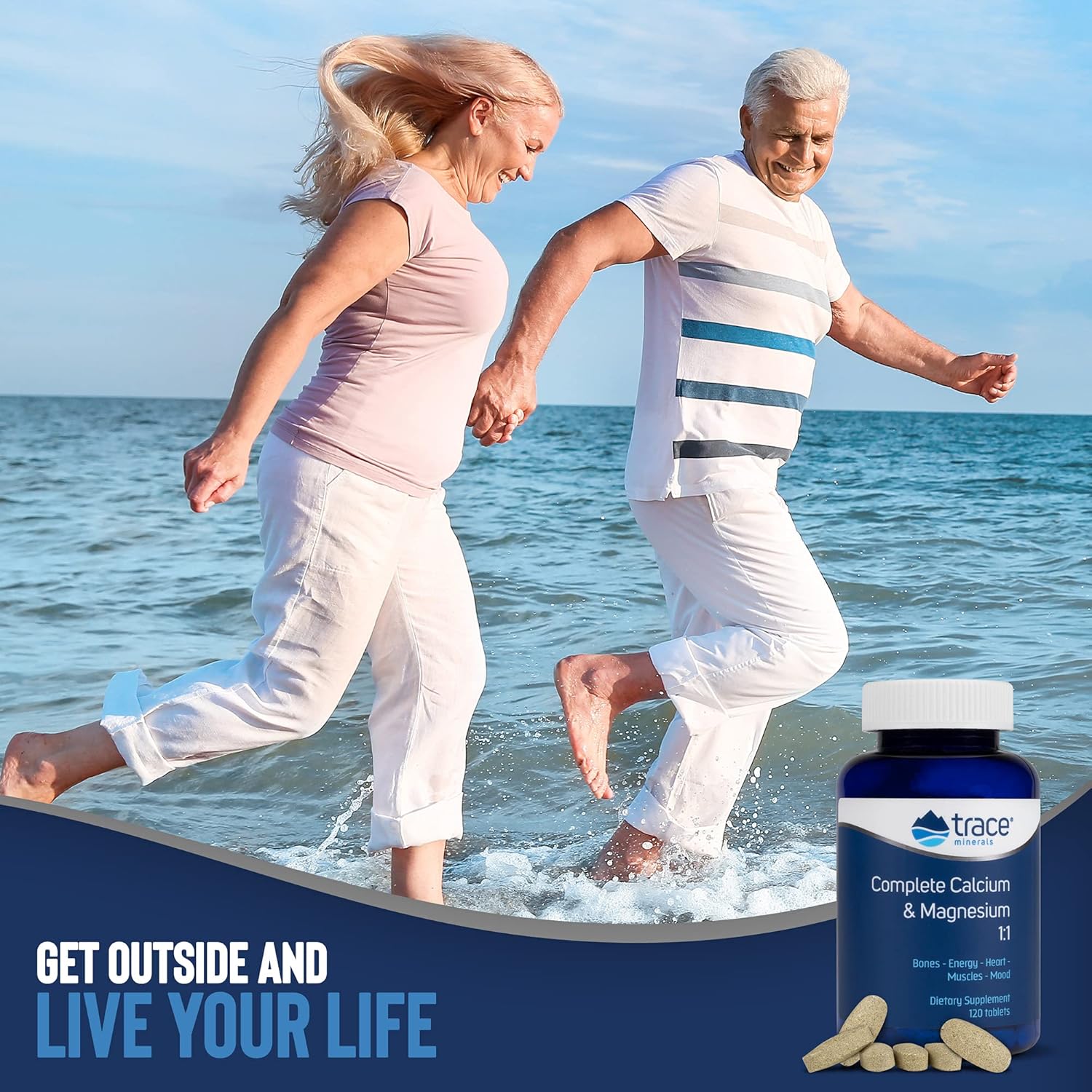 Sea Mineral Formula: Complete Calcium & Magnesium Supplement for Bone & Immune Health - 120 Tablets