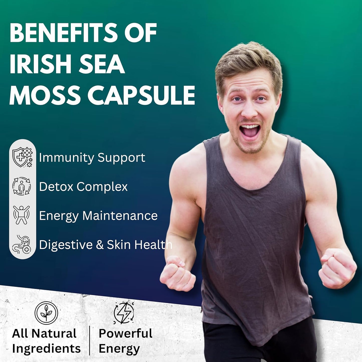 Sea Moss Advanced Formula with Black Seed Oil, Ashwagandha, Bladderwrack, Burdock, Vitamin C&D - 60 Capsules for Overall Health & Immunity Boost