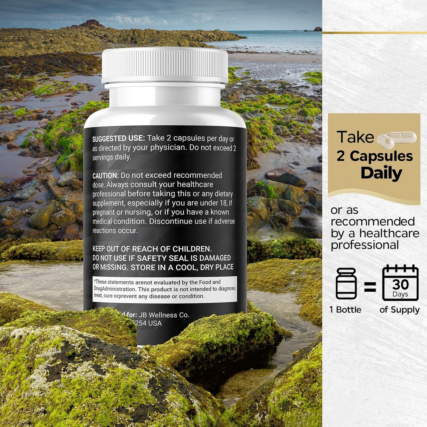 Sea Moss Black Seed Oil Ashwagandha Turmeric Bladderwrack Burdock Capsules with Manuka Honey Dandelion ACV Black Pepper - 60 Count Gluten Free Vegan Dietary Supplement