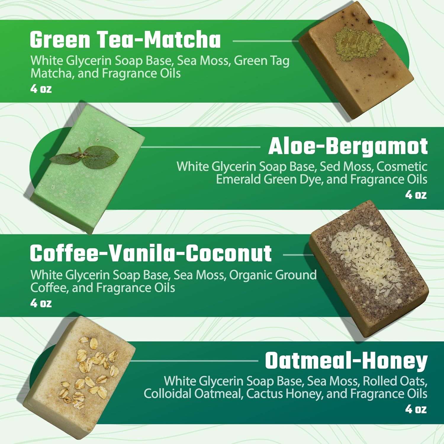 Sea Moss Soap with Coffee, Vanilla, Coconut, Oatmeal, Honey, and Strawberry Gel