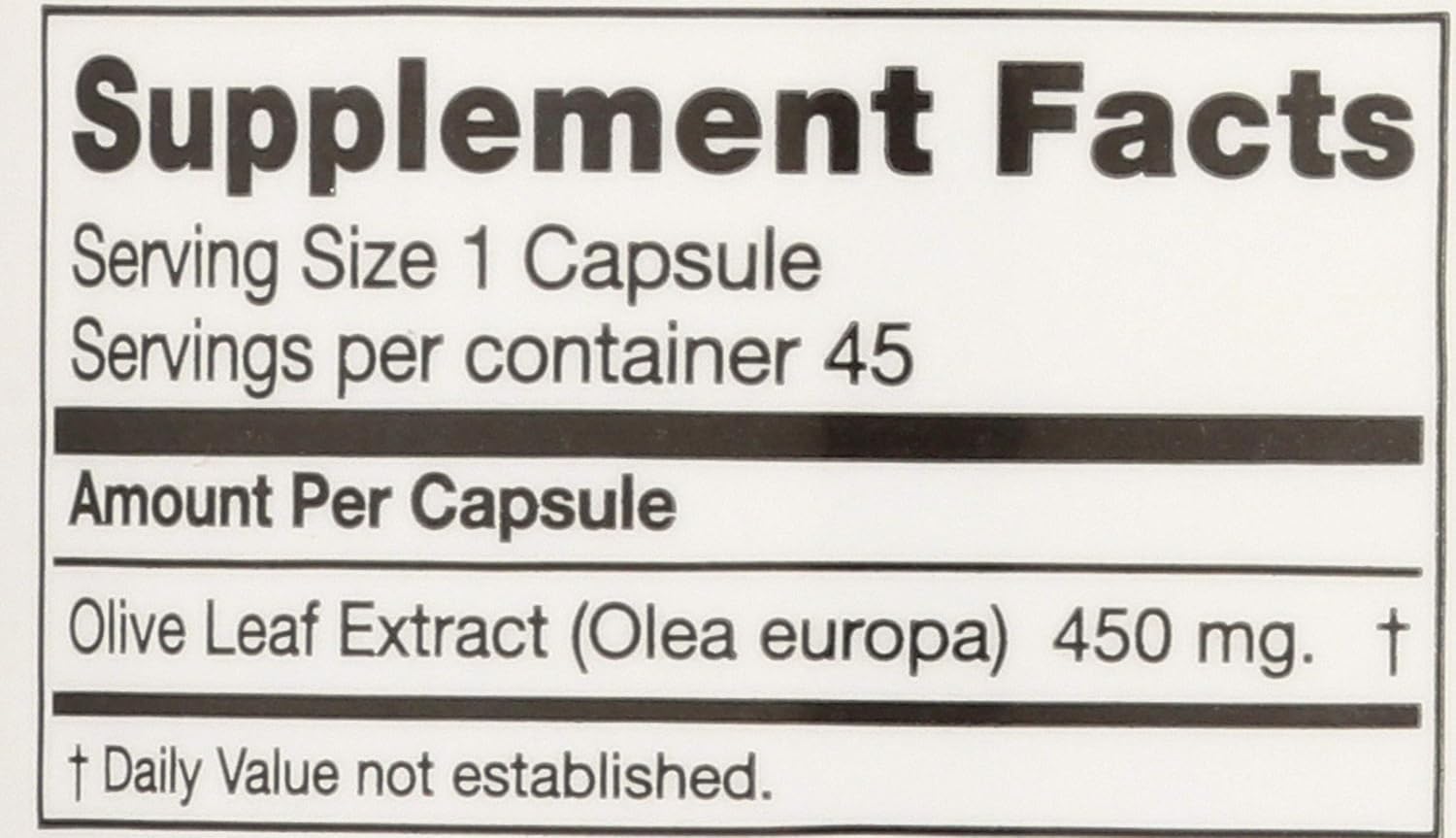 Seagate Olive Leaf Extract Capsules - 450mg, 45 Count