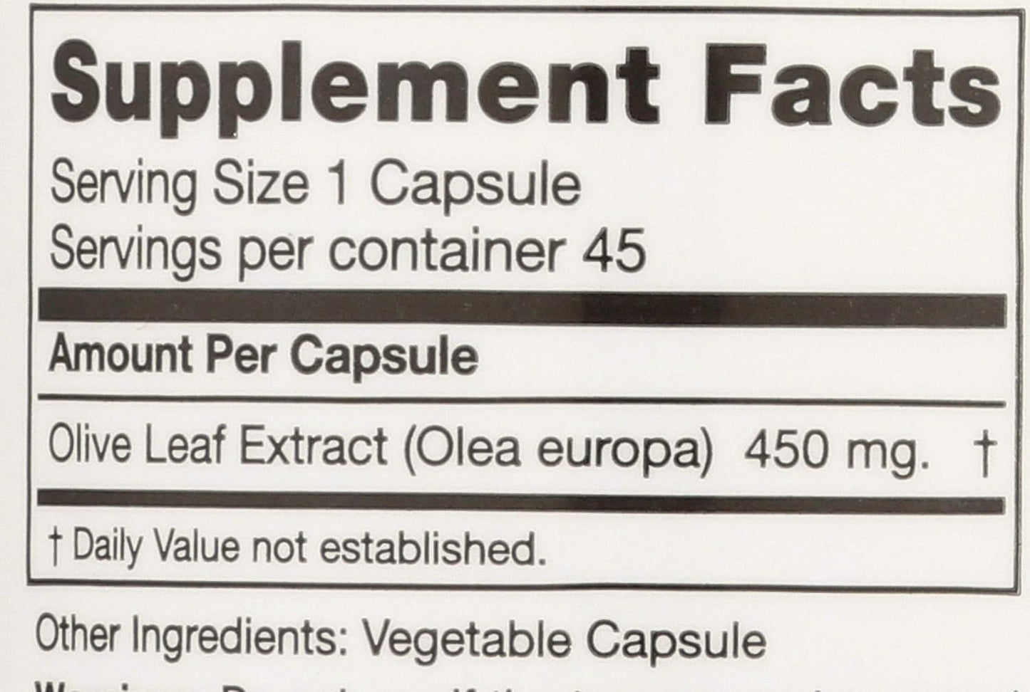 Seagate Olive Leaf Extract Capsules - 450mg, 45 Count