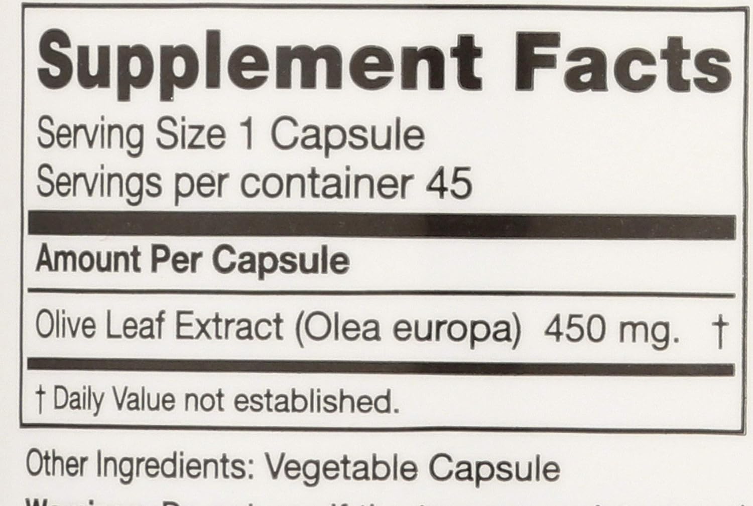 Seagate Olive Leaf Extract Capsules - 450mg, 45 Count