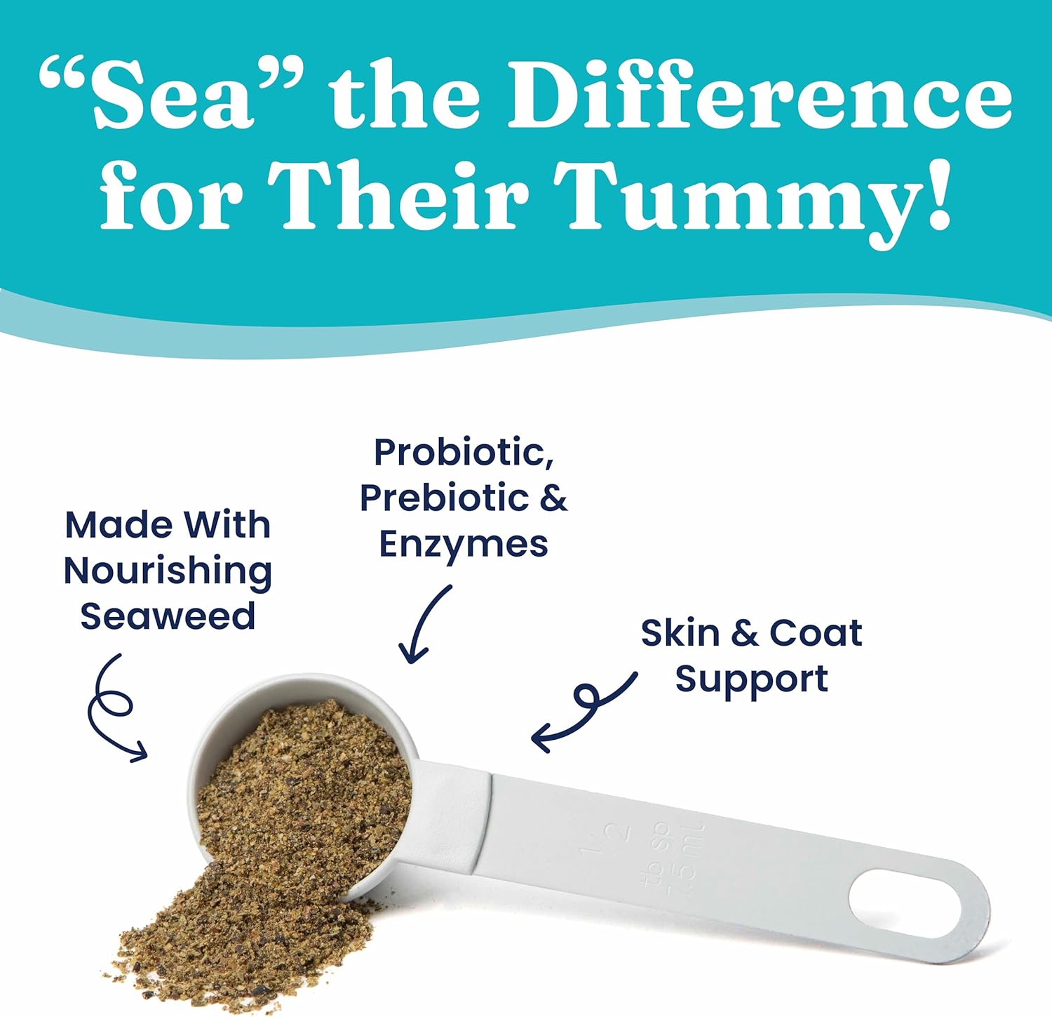 SeaMeal Cat and Dog Probiotic Supplement with Prebiotics and Enzymes for Digestive Health, Skin, Coat, and Immune Support - 8 Ounce Pack