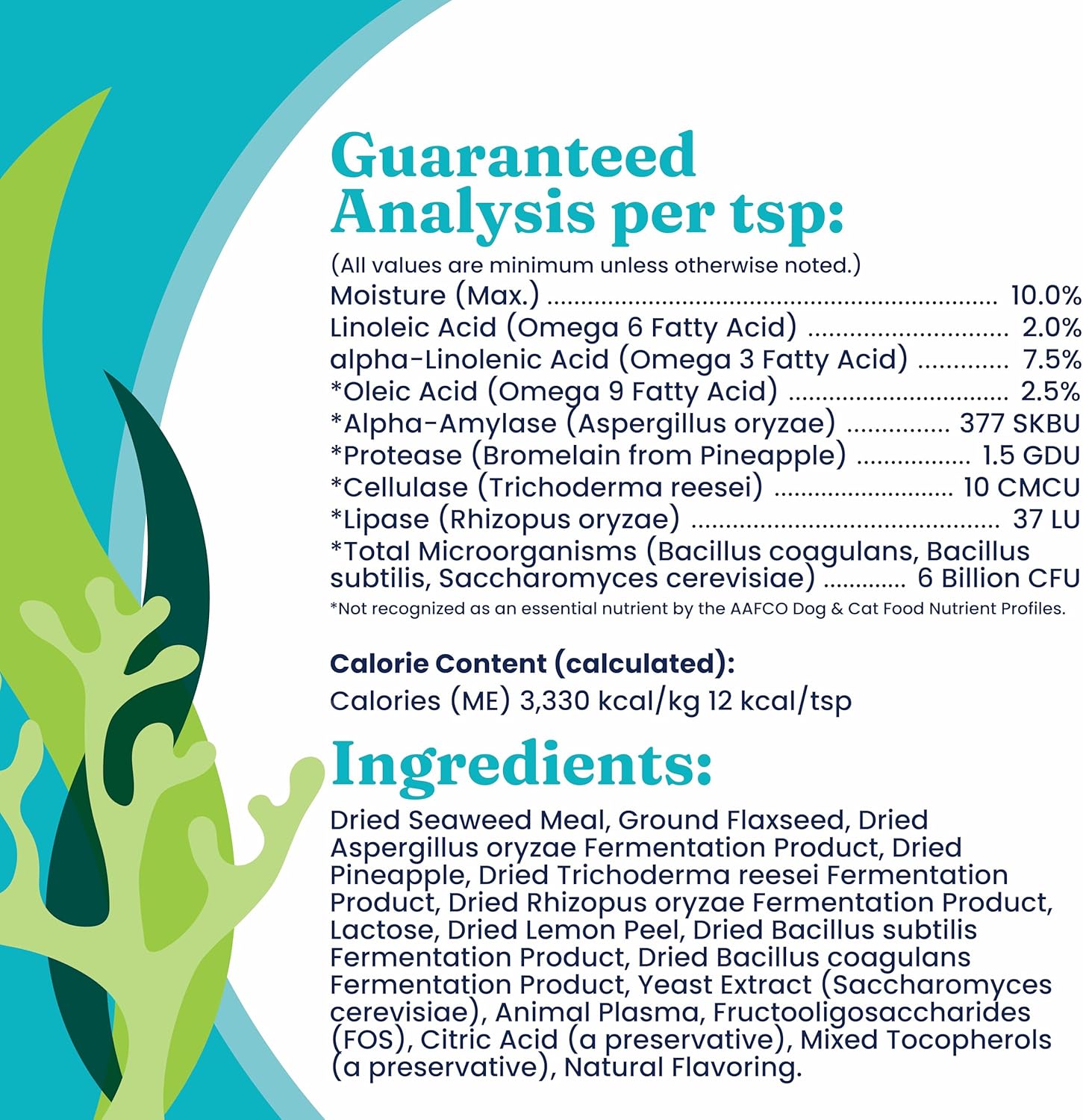 SeaMeal Cat and Dog Probiotic Supplement with Prebiotics and Enzymes for Digestive Health, Skin, Coat, and Immune Support - 8 Ounce Pack