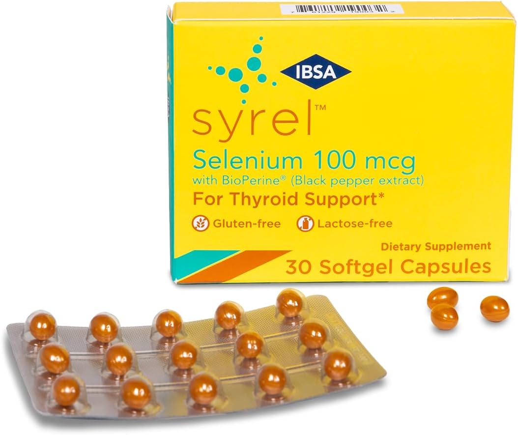 Selenium and BioPerine Thyroid Support Supplement - 30 Soft-Gel Capsules - Gluten-Free, Lactose-Free, Non-GMO - Enhanced Absorption