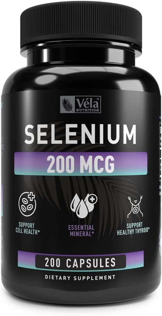 Selenium Capsule Supplement 200mcg for Healthy Antioxidant, Immune, Reproductive & Thyroid Support - Non-GMO - 200 Capsules
