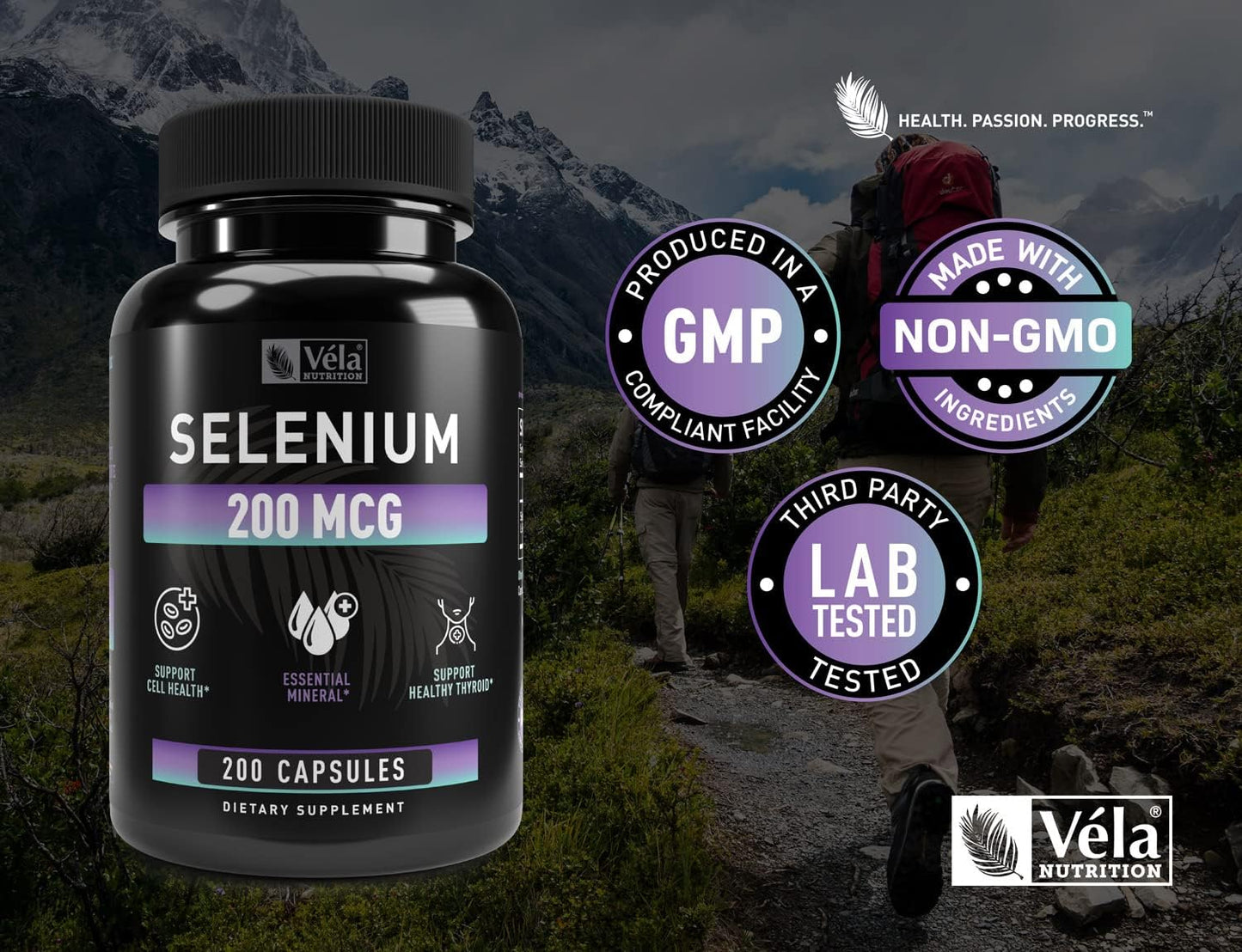 Selenium Capsule Supplement 200mcg for Healthy Antioxidant, Immune, Reproductive & Thyroid Support - Non-GMO - 200 Capsules