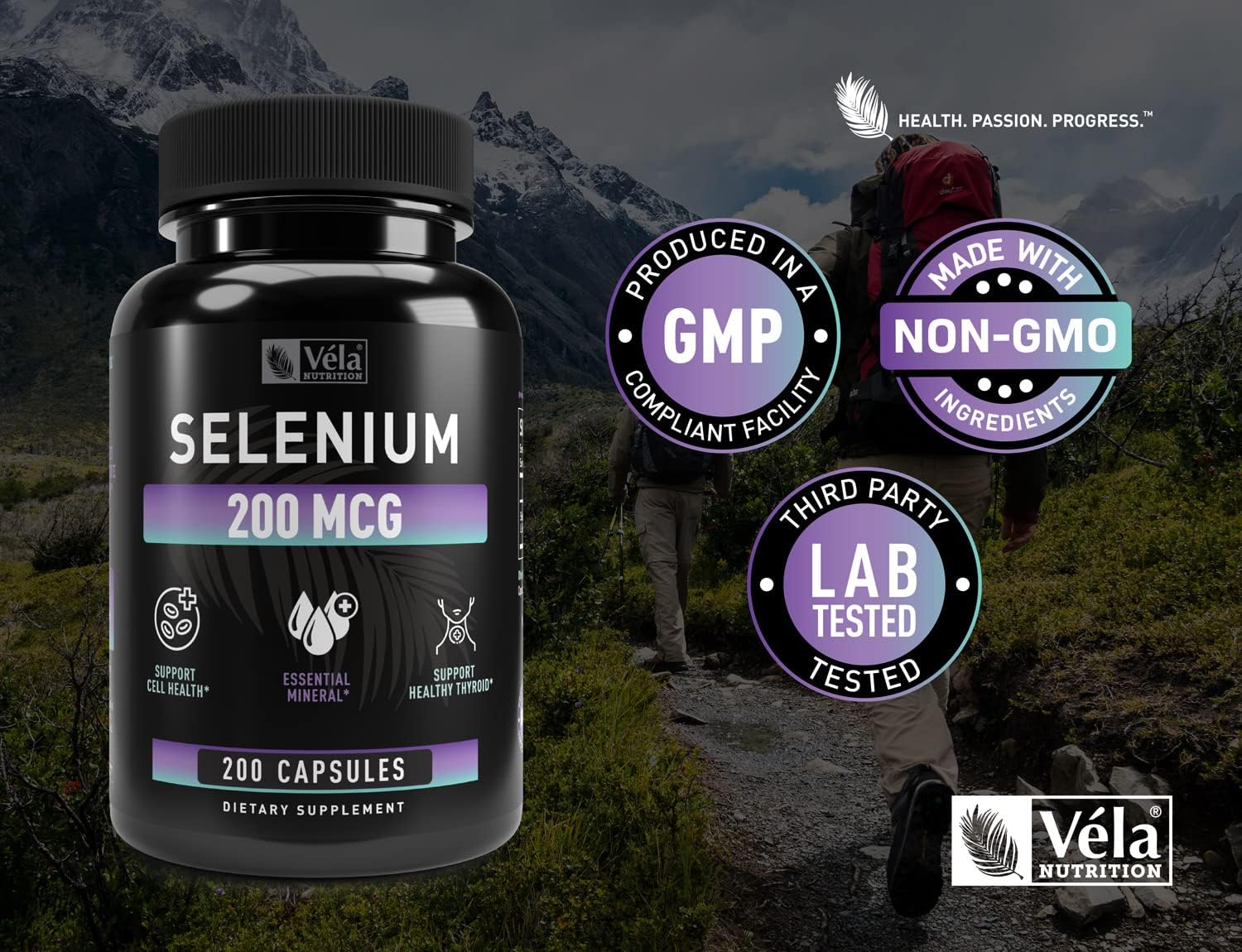 Selenium Capsule Supplement 200mcg for Healthy Antioxidant, Immune, Reproductive & Thyroid Support - Non-GMO - 200 Capsules