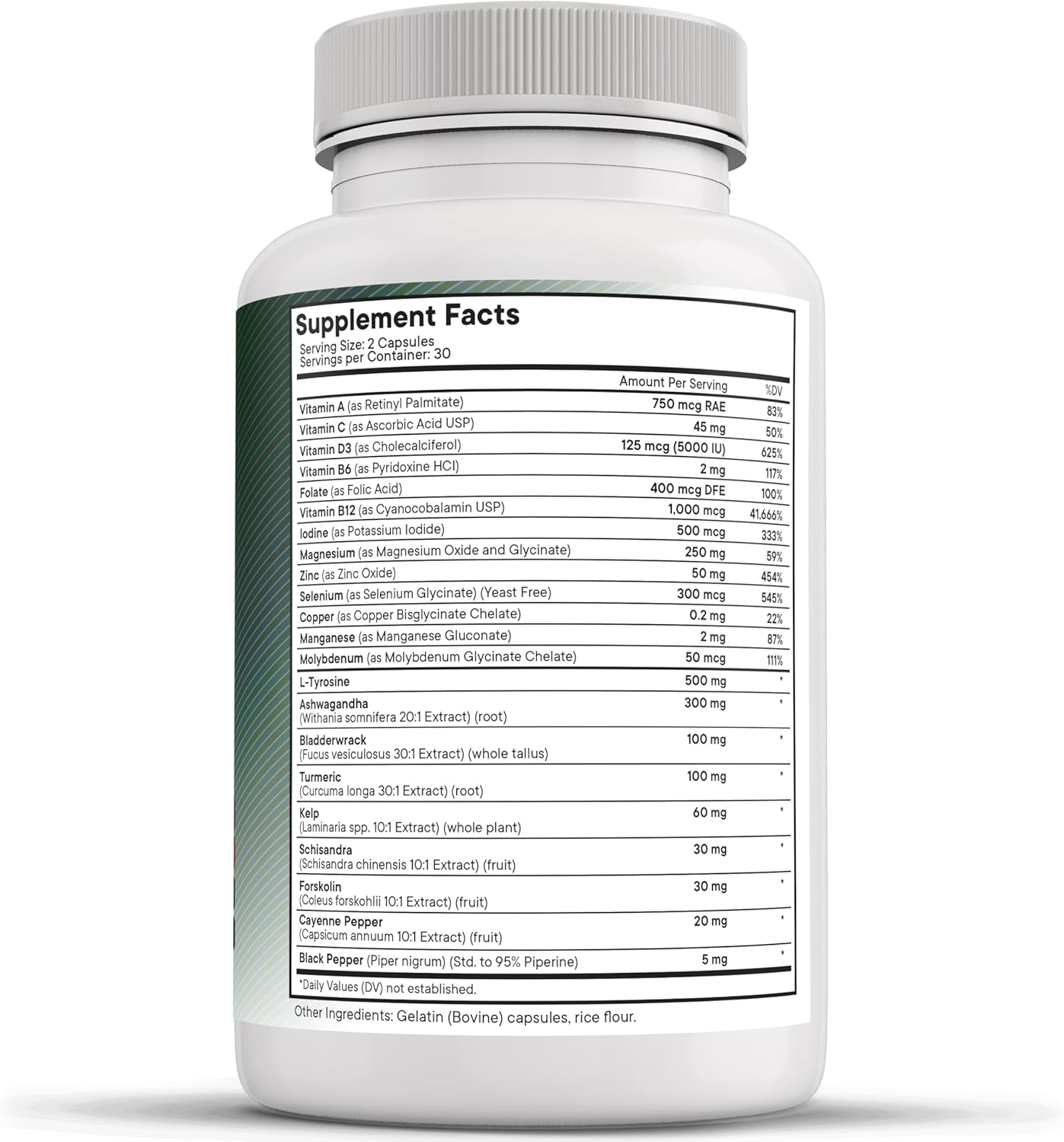 Selenium, Zinc, Iodine, L Tyrosine, Ashwagandha Supplement with Bladderwrack, Turmeric, Silica Kelp, Schisandra - 120 Count for Men and Women