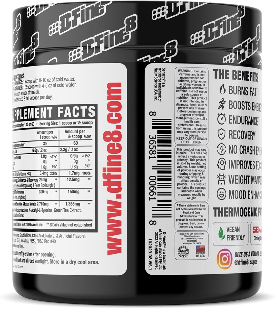 Senactiv Energy Powder with Thermogenic Pre-Workout Boost - Sugar Free, Watermelon Splash Flavor, 300mg Caffeine, N-Acetyl-L-Tyrosine, Endurance & Focus Support