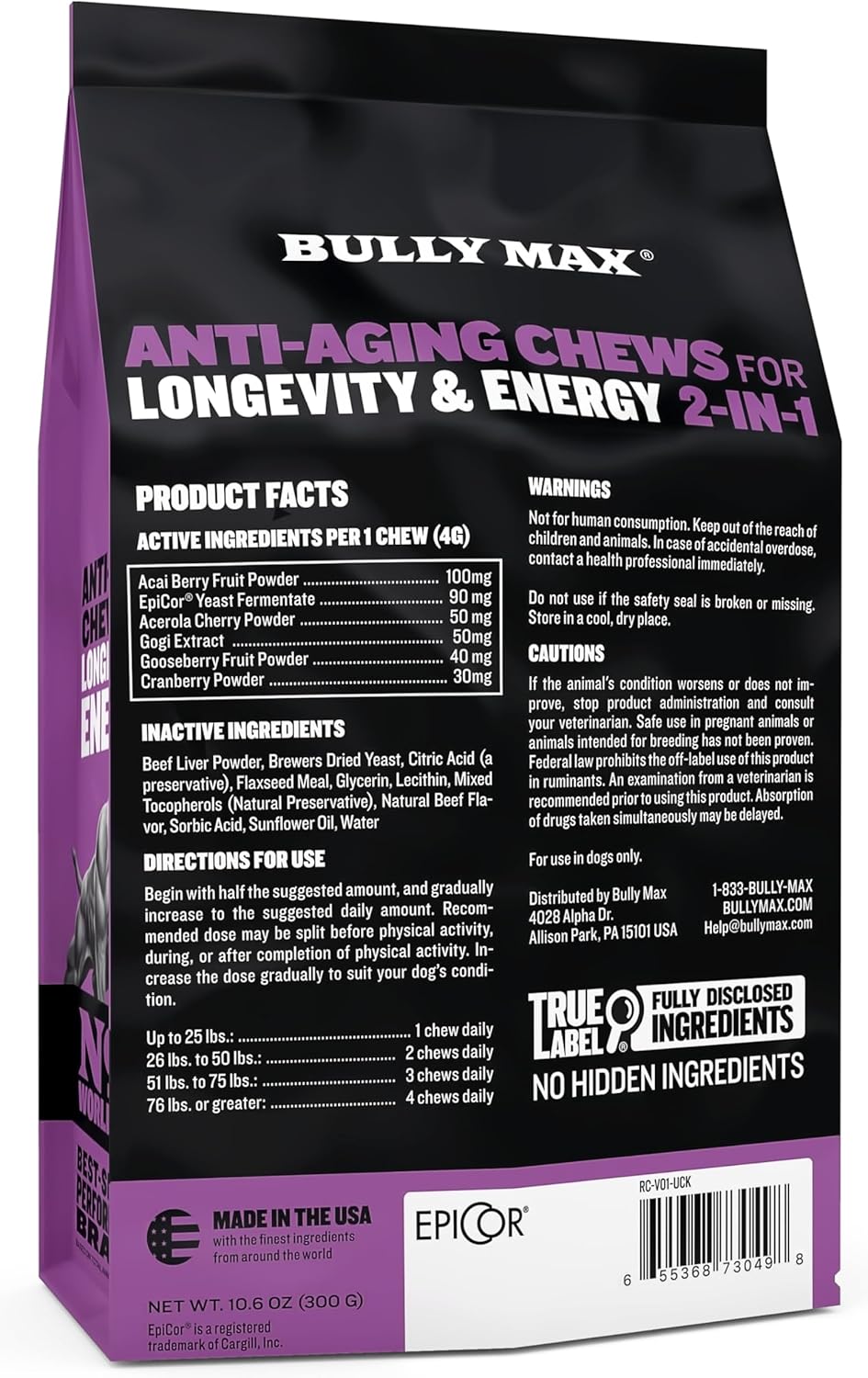 Senior Dog Anti-Aging Multivitamin Chews with Postbiotics - 2-in-1 Supplement for Vitality, Immunity, and Joint Support - Small & Large Breed Adult Dog Vitamins - 75 Soft Chews