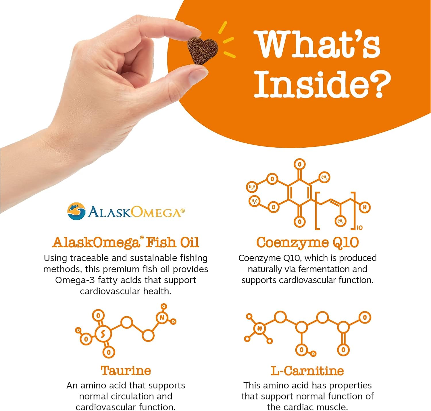 Senior Dog Heart Health Supplement with Taurine, CoQ10, L Carnitine, Sea Buckthorn, and AlaskOmega Fish Oil Omega 3 - 90 Count