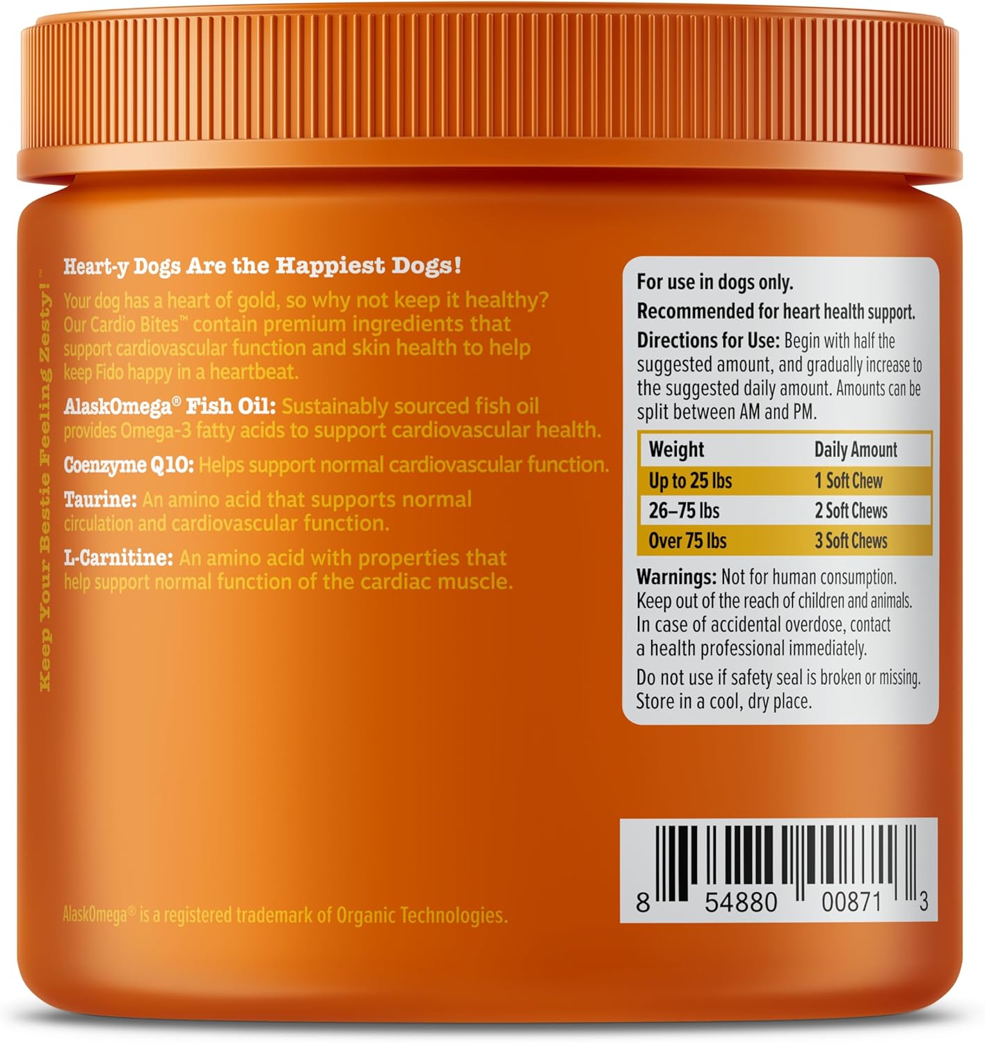Senior Dog Heart Health Supplement with Taurine, CoQ10, L Carnitine, Sea Buckthorn, and AlaskOmega Fish Oil Omega 3 - 90 Count