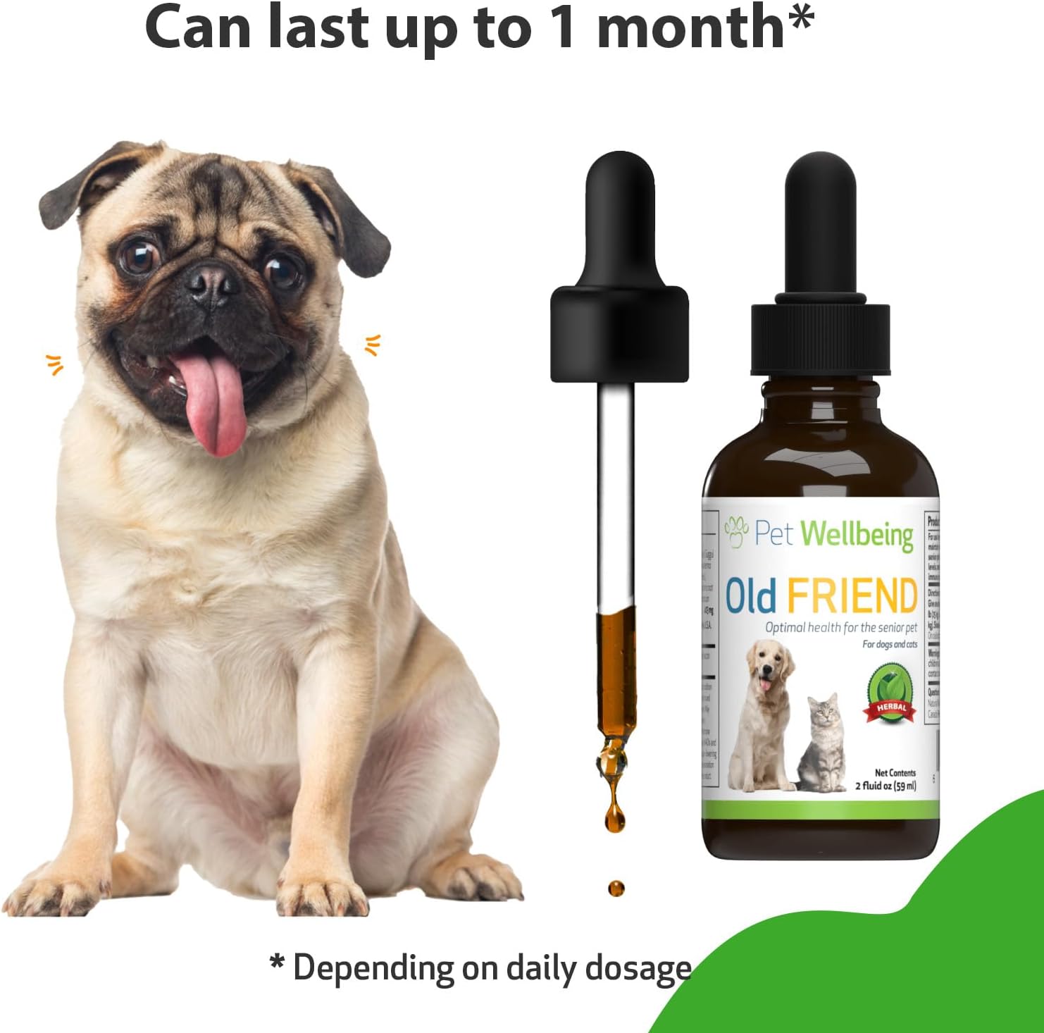 Senior Dog Herbal Supplement for Immune System & Joint Health - Alfalfa & Reishi, 2 oz